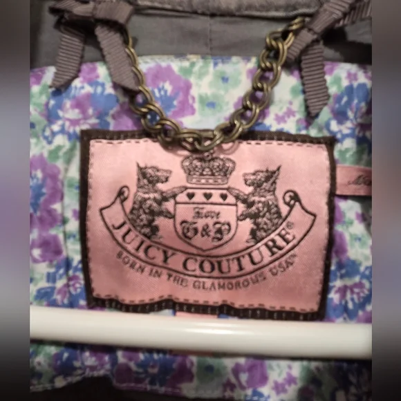 Juicy Couture Military Style Jacket Gray Gold Crest Buttons M - Picture 3 of 3